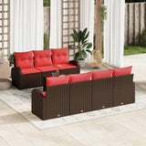 Set di divani 8 pcs Marrone e Rosso Poliestere