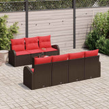 Set di divani 8 pcs Marrone e Rosso Poliestere