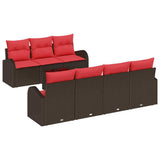 Set di divani 8 pcs Marrone e Rosso Poliestere