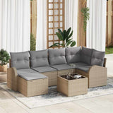 Set Divano da Giardino 7 pcs Beige polyrattan