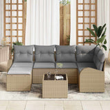 Set Divano da Giardino 7 pcs Beige polyrattan