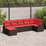 Set Divano da Giardino con cuscino 7 pcs Marrone Poly Rattan