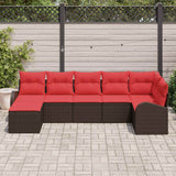 Set Divano da Giardino con cuscino 7 pcs Marrone Poly Rattan