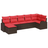 Set Divano da Giardino con cuscino 7 pcs Marrone Poly Rattan