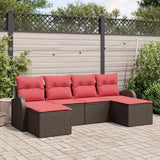 Set Divano da Giardino 6 pcs Marrone Rattan in Polipropilene