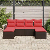 Set Divano da Giardino 6 pcs Marrone Rattan in Polipropilene