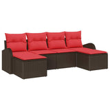 Set Divano da Giardino 6 pcs Marrone Rattan in Polipropilene