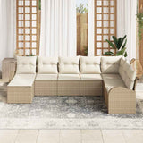 Set Divano da Giardino 8 pcs Beige Rattan in Polipropilene