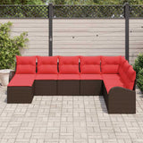 Set Divano da Giardino 8 pcs Marrone Poly Rattan