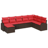 Set Divano da Giardino 8 pcs Marrone Poly Rattan