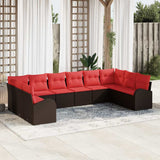 Set di divani con cuscino 10 pcs Marrone polyrattan