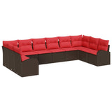 Set di divani con cuscino 10 pcs Marrone polyrattan