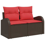 Set di divani con cuscino 10 pcs Marrone polyrattan