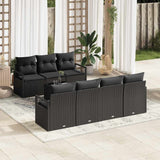 Set di divani con cuscino 8 pcs Nero polyrattan