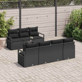 Set di divani con cuscino 8 pcs Nero polyrattan