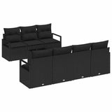 Set di divani con cuscino 8 pcs Nero polyrattan