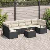 Set di divani 8 pcs Nero e Crema polyrattan