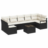 Set di divani 8 pcs Nero e Crema polyrattan