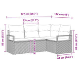 Set di divani 4 pcs Nero polyrattan