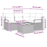 Set di divani 5 pcs Nero polyrattan