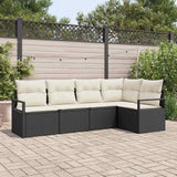 Set di divani con cuscino 5 pcs Nero polyrattan