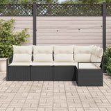 Set di divani con cuscino 5 pcs Nero polyrattan