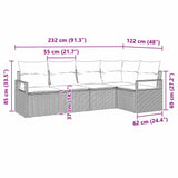 Set di divani con cuscino 5 pcs Nero polyrattan
