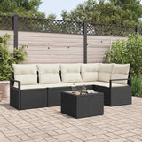Set di divani con cuscino 6 pcs Nero polyrattan