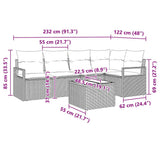 Set di divani con cuscino 6 pcs Nero polyrattan