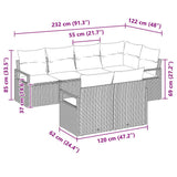 Set di divani 7 pcs Nero polyrattan