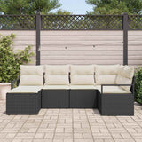 Set di divani con cuscino 6 pcs Nero polyrattan