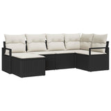 Set di divani con cuscino 6 pcs Nero polyrattan