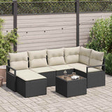 Set di divani 7 pcs Nero polyrattan