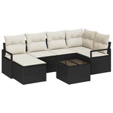 Set di divani 7 pcs Nero polyrattan