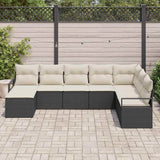 Set di divani con cuscino 8 pcs Nero polyrattan