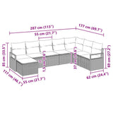 Set di divani con cuscino 8 pcs Nero polyrattan