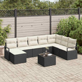 Set di divani con cuscino 9 pcs Nero polyrattan