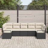 Set di divani con cuscino 7 pcs Nero polyrattan