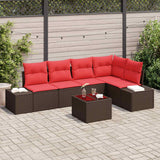 Set Divano da Giardino con cuscino 6 pcs Marrone polyrattan
