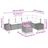Set Divano da Giardino con cuscino 6 pcs Marrone polyrattan