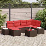 Set Divano da Giardino con cuscino 7 pcs Marrone polyrattan