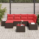 Set Divano da Giardino con cuscino 7 pcs Marrone polyrattan