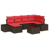 Set Divano da Giardino con cuscino 7 pcs Marrone polyrattan