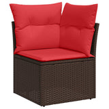 Set Divano da Giardino con cuscino 7 pcs Marrone polyrattan