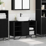 Armadio per Lavabo da Bagno Rovere Nero 91 x 35 x 60 cm