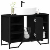Armadio per Lavabo da Bagno Rovere Nero 91 x 35 x 60 cm