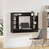 Scrivania a parete con lo scaffale Rovere nero 105 x 48 x 75 cm