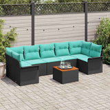 Set Divano da Giardino con cuscino 8 pcs Nero polyrattan