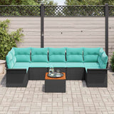 Set Divano da Giardino con cuscino 8 pcs Nero polyrattan