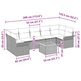 Set Divano da Giardino con cuscino 8 pcs Nero polyrattan